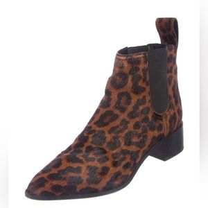 Loeffler Randall pony-hair animal print ankle boots.